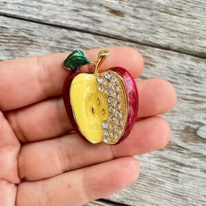 Fancy Apple Brooch Rhinestone Apple Brooch Teacher Jewelry Teacher Gift
